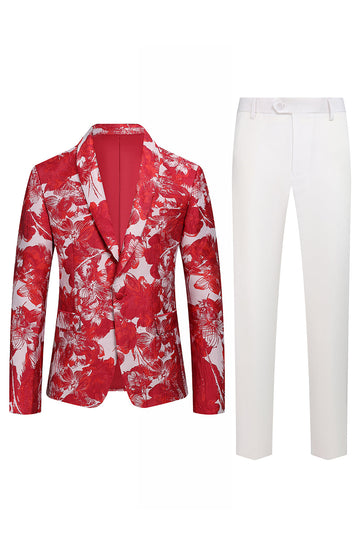 Red Floral Jacquard 2 Piece Menn Drakter
